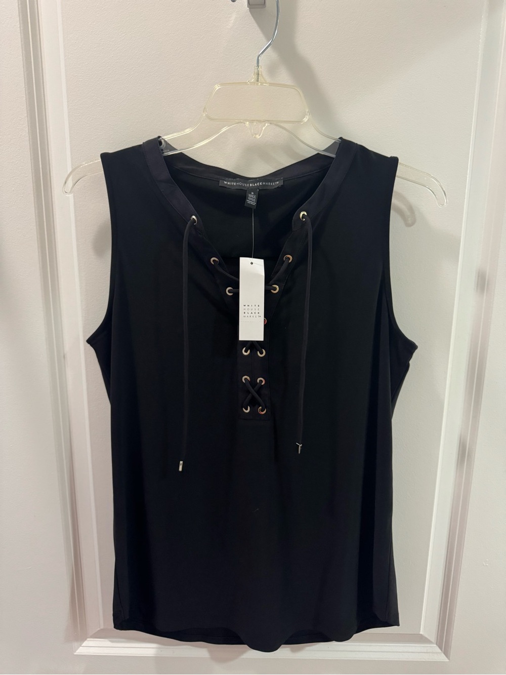 White House Black Market Black Lace-Up Sleeveless Tank